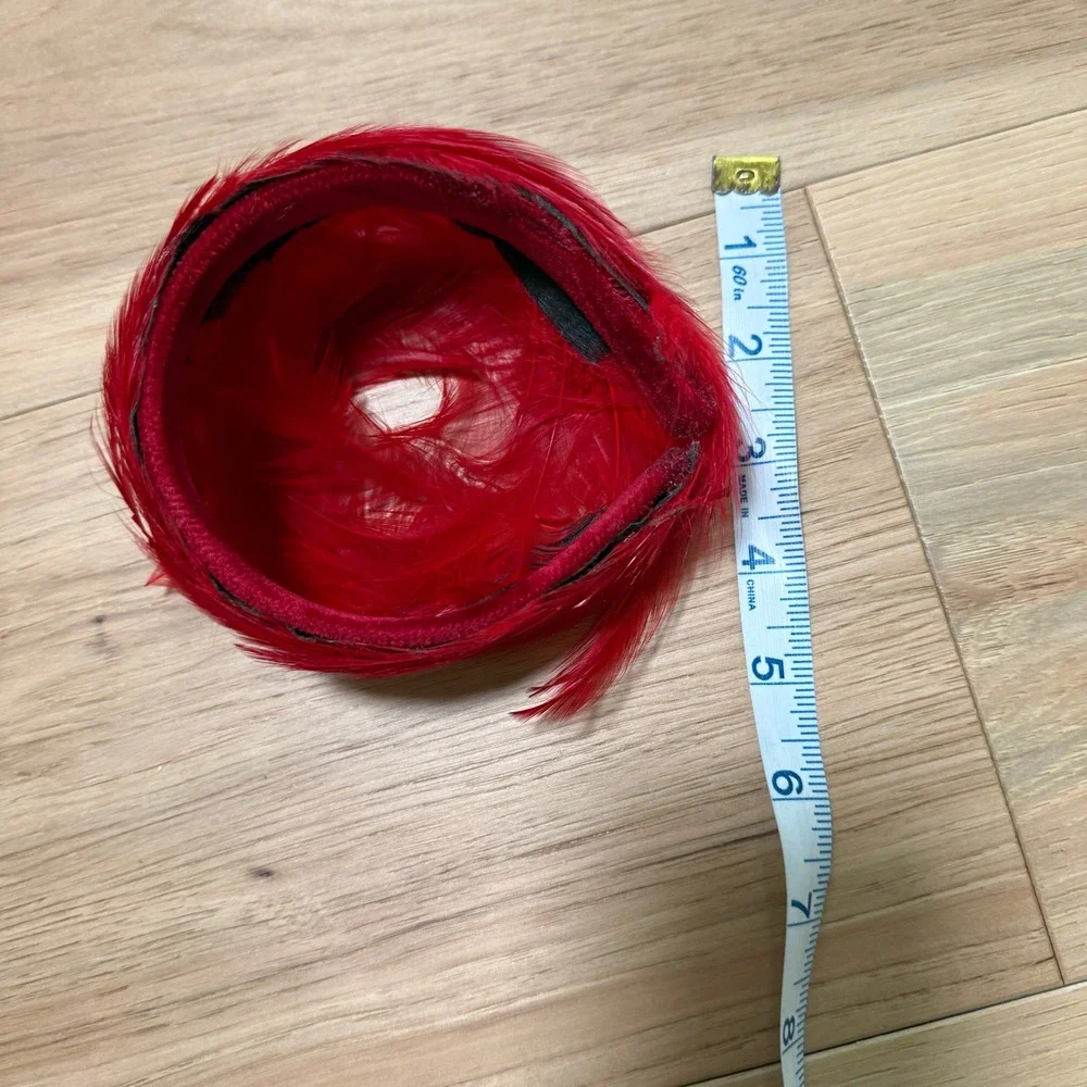 Vintage Chignon Clip Half  Red Feather 2-Way Hat 50s 60s Original Box Retro MCM